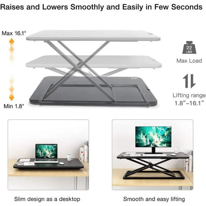 Standing Desk Converter Height Adjustable Computer Stand Riser Gas Spring Laptop Stand Riser  Lightweight Sit To Stand Riser