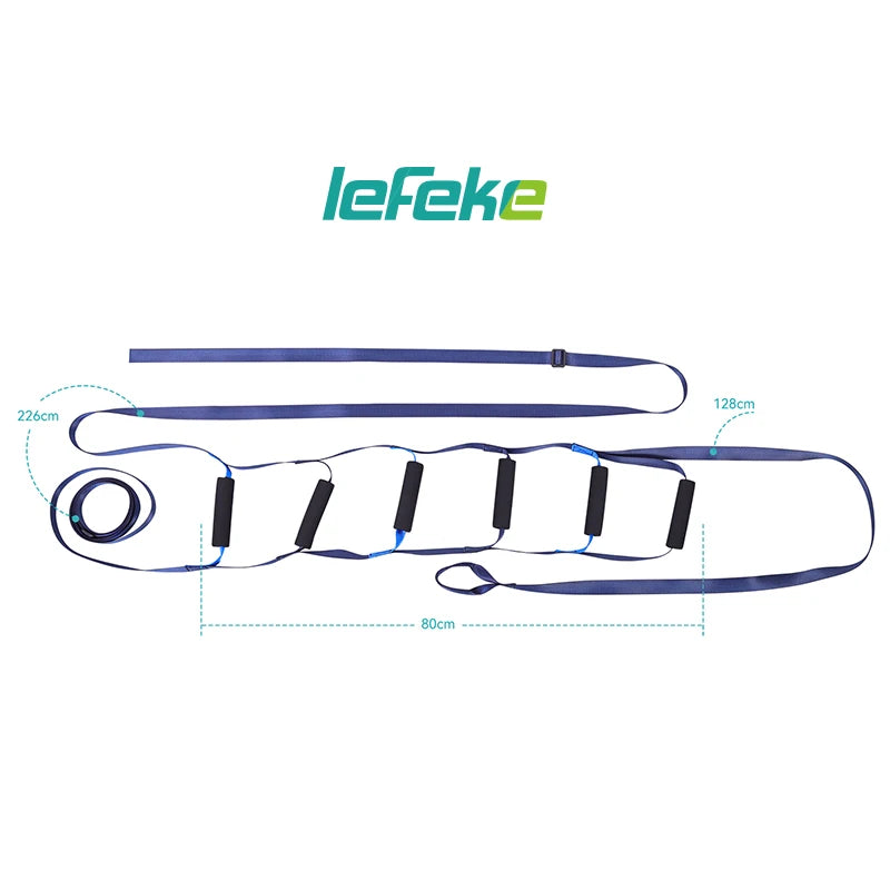 Lefeke Elderly Get Up Aid Disabled Get Up Assist Belt Bed Ladder Assist Strap Pull Up Sit Up Wake Up Rope Ladder with 6 Handrail