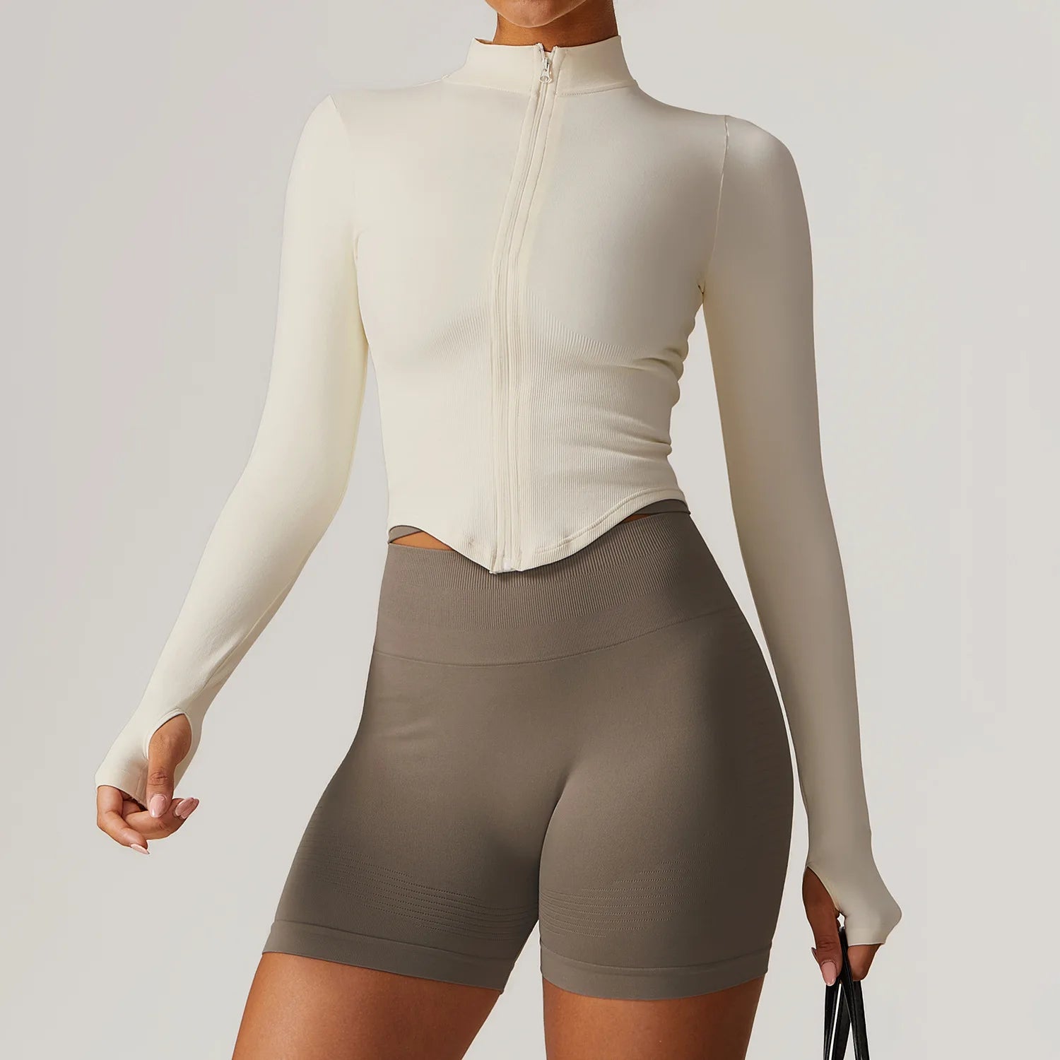 Yoga Suit Women's  Standing Collar Long Sleeved Sports Running Training Fitness Top Running Suit Gym Activewear Workout Clothes