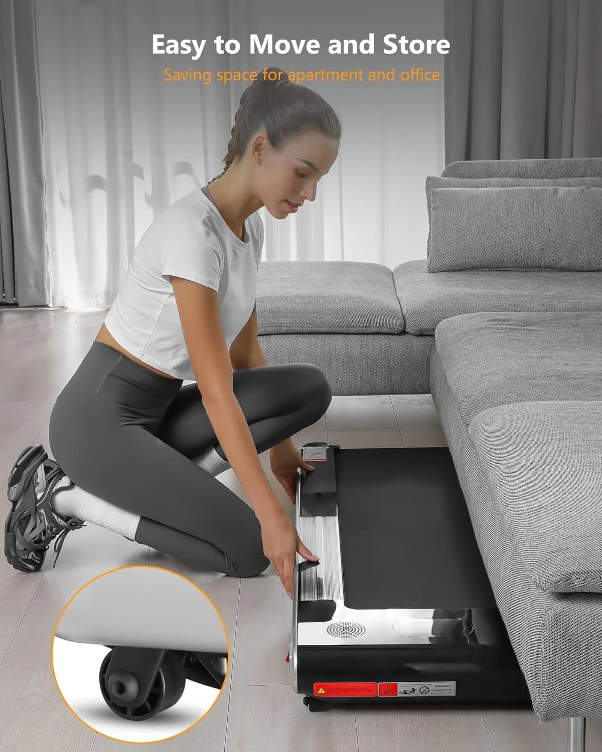 2.5 HP Walking Pad, [0.6-3.8 MPH] [256 LBS] Under Desk Treadmill, [Plug and Play] [Remote & LCD Display] Portable Treadmill
