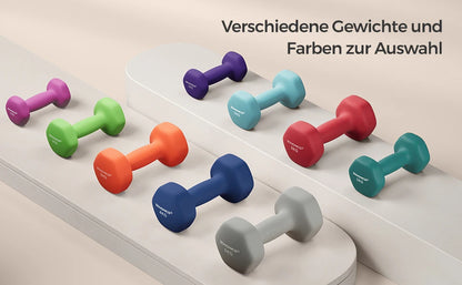 SONGMICS dumbbells set 2x5 kg dumbbell set short dumbbells hexagon neoprene coating