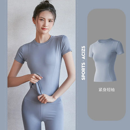 2024 fashion Spring Summer New Yoga Clothes Top Short Sleeve Women's Workout Simple Running Fitness T-shirt Gym Sport Running