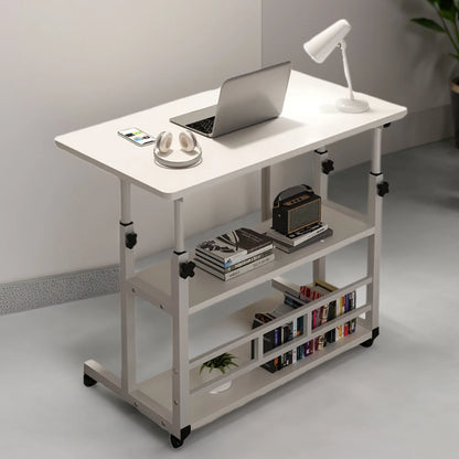 Simple Double-Layer Small Office Desk Adjustable Height Side Mobile Workbenchmobile Laptop Computer Standing Bedside Home Desk