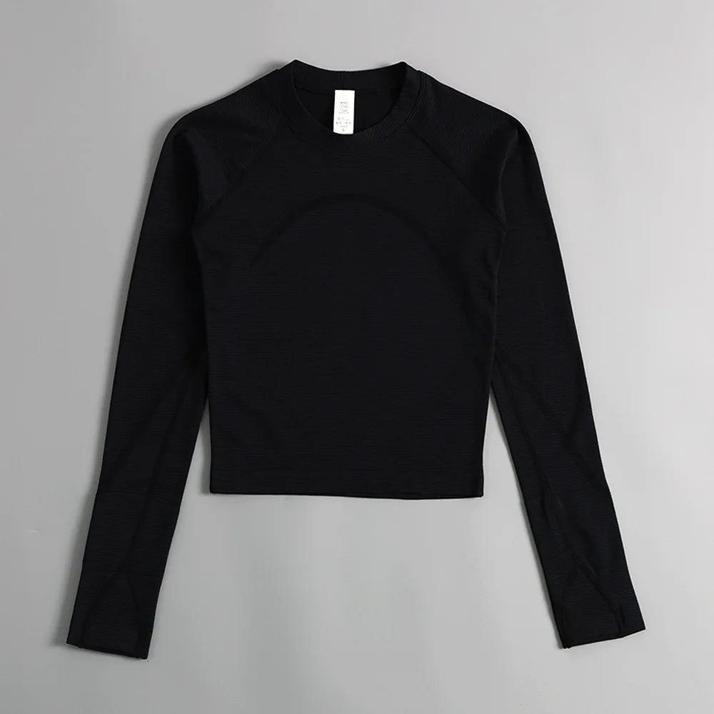 Women's seamless yoga outfit; professional running fitness clothing; long-sleeved pilates training yoga top; close-fitting