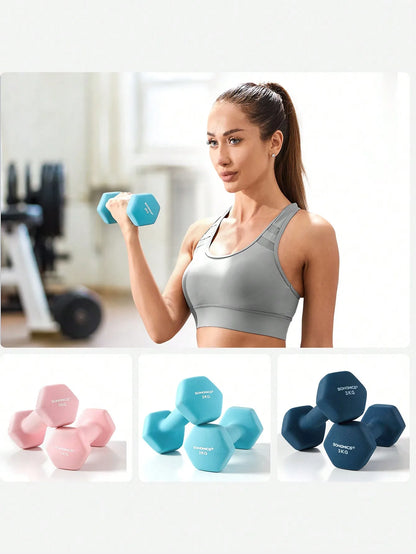 SONGMICS Dumbbell Set, dumbbells, Hexagon, with Dumbbell stand, 2x1 kg, 2x2 kg, 2x3 kg, lime green, aquamarine, Gray
