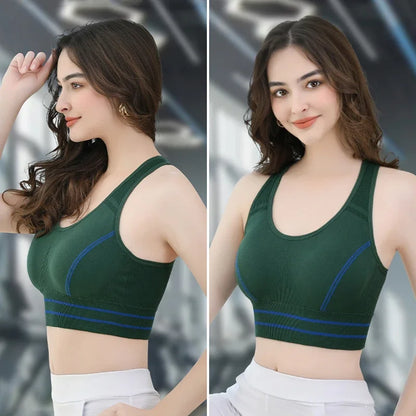 Sports Bra for Women, Back Padded Strappy Sports Bras Medium Support Yoga Bra with Fixed Cups