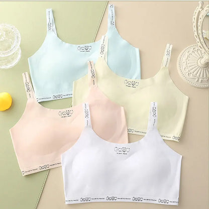 Girls Training Bras Ice Silk Seamless Development Period Underwear for Kids Students Junior High School Teen 8-16Years Sport Bra
