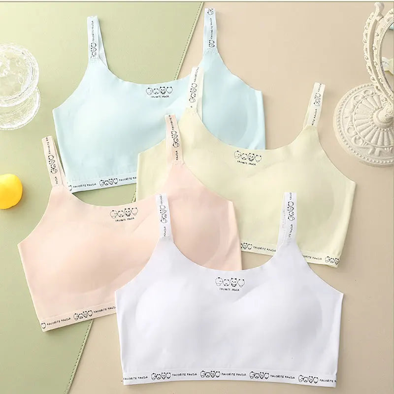 Girls Training Bras Ice Silk Seamless Development Period Underwear for Kids Students Junior High School Teen 8-16Years Sport Bra
