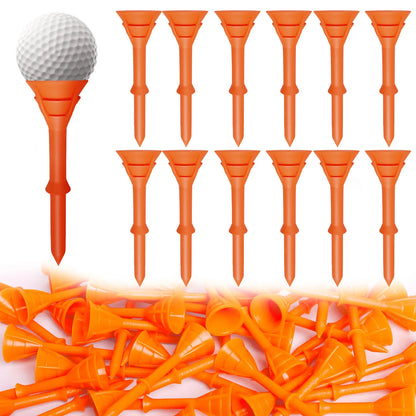 Golf Tees Plastic 3 1/4 inch Upgrade Bulk 50 Pack Reduce Friction Side Spin Durable Stable 83mm Long Tee for Golfer Practice