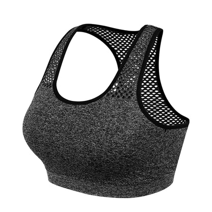 Sports Bra Breathable Mesh Hollow Out Sport Top Seamless Fitness Yoga Bras Women Gym Top Running Vest Shockproof Crop Top