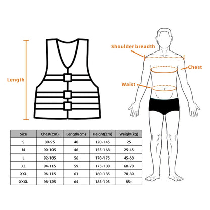 Life Jacket for Adults, Water Sports Safety Vests, Surf Lifeguard, Kayaking and Water Sports, 120 kg