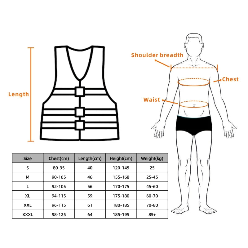 Life Jacket for Adults, Water Sports Safety Vests, Surf Lifeguard, Kayaking and Water Sports, 120 kg