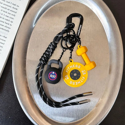 Mini Barbell Plates Key Chain with D-shaped Buckle Kettlebells Simulation Dumbbells Keyring Water Cups Creative