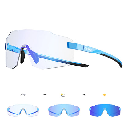 Kapvoe Photochromic Cycling Glasses UV400 Running Sunglasses Lightweight Bicycle MTB Bike Eyewear Sports Safety Goggles