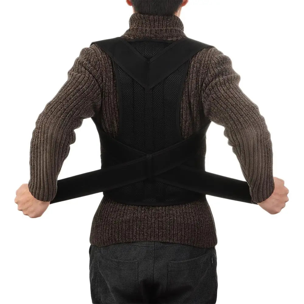 Sports Safety Neoprene Nylon Posture Corrector Black Adjustable Shoulder Brace Prevents Slouching Belt Gym