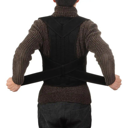 Sports Safety Neoprene Nylon Posture Corrector Black Adjustable Shoulder Brace Prevents Slouching Belt Gym