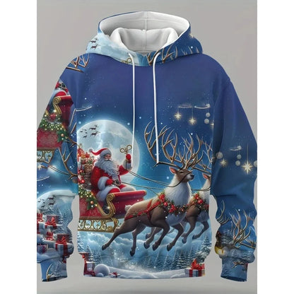 Cartoon Christmas Pattern Hoodie For Men Women Santa Claus Deer 3D Printed Pullovers Casual Hoodies Tops Long Sleeves Sweatshirt