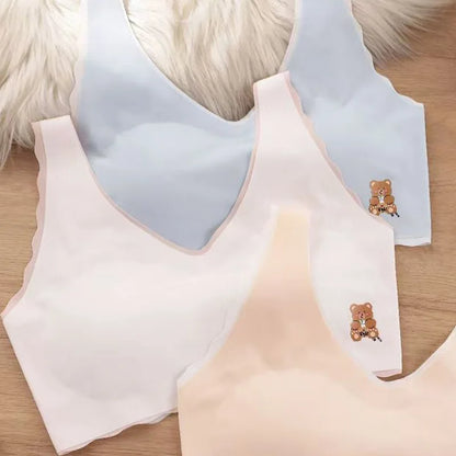 2pcs Sports Bras Women Ice Silk Comfortable Breathable Suitable For Girls Without Steel Rings Vest Bra Fashionable Lightweight