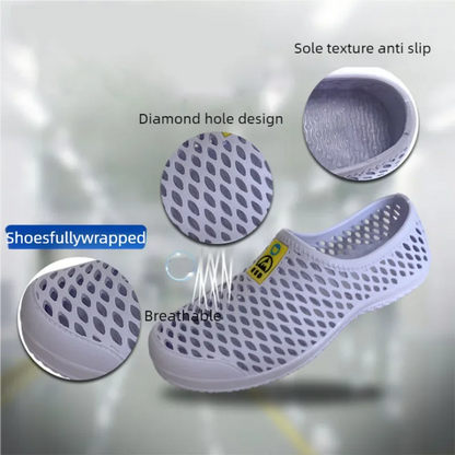 Safety shoes  Anti static sandals  unisex perforated shoes, dust-free workshop thickened soft soles, breathable work shoes