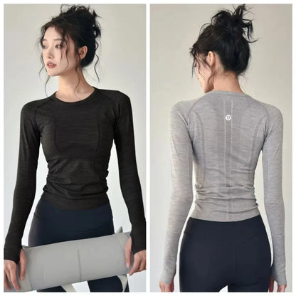 Yoga Clothes Trendy Brand Women's Sports Long-sleeved Tops Spring and Summer Slim Running Pilates Training Fitness Clothes