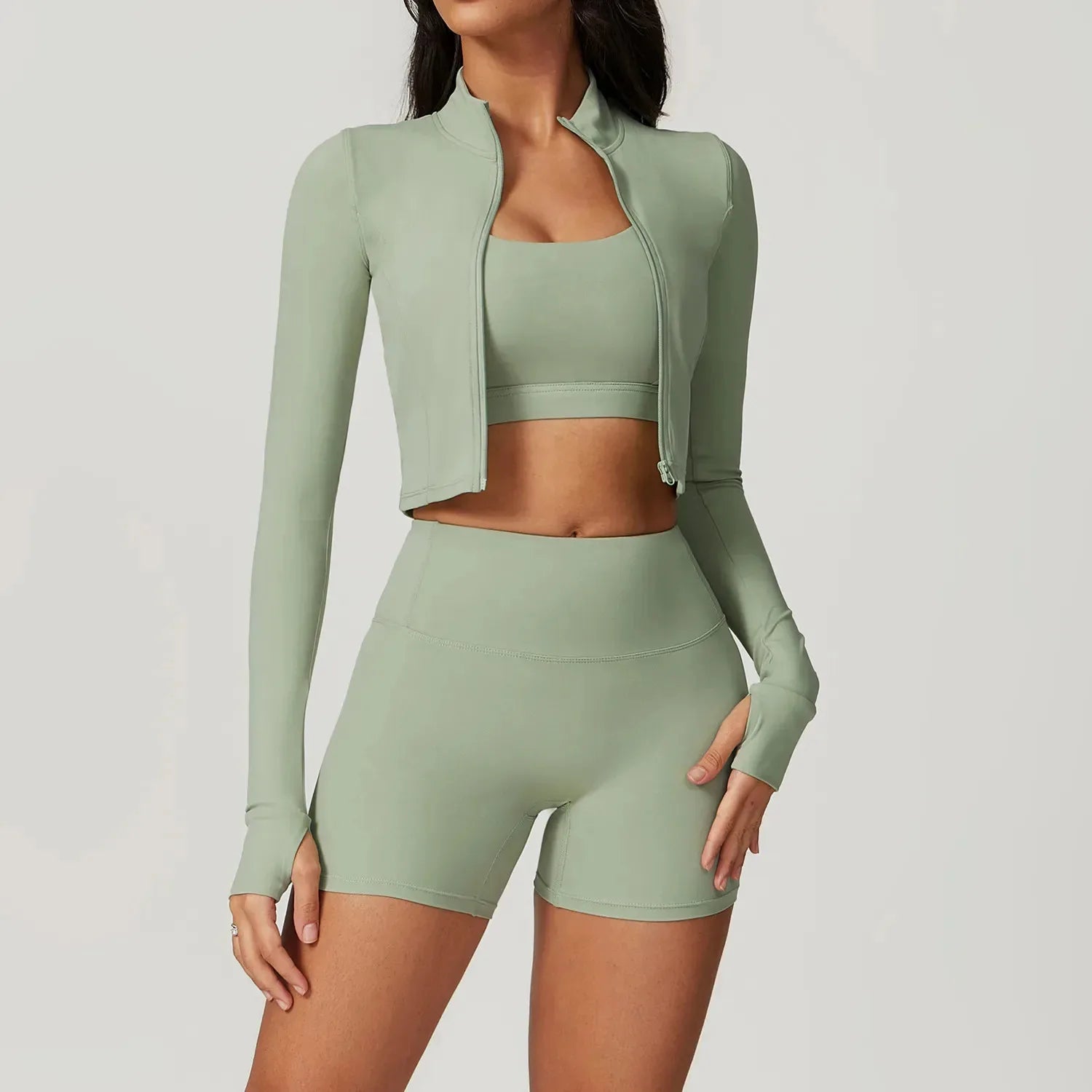 Womens Yoga Outfit Three Pieces Suits Vest Set Exercise Close-Fitting Fitness Wear Running Elastic Workout Tracksuit
