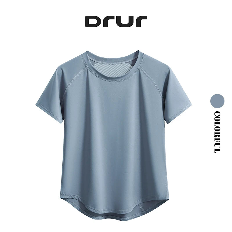 DRUR Yoga Tops Sportswear Woman Gym Shirts Breathable Quick Dry Short Sleeve Workout T Shirt Jogger Running T Shirt Yogawear New