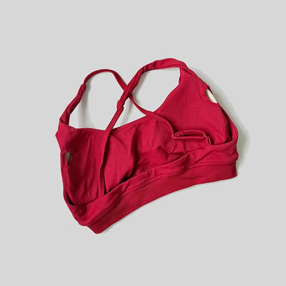 Strappy Bra Top Women High Support Cross Back Sport Seamless Padded Bras Scrunch Workout Gym Fitness Tank Tops