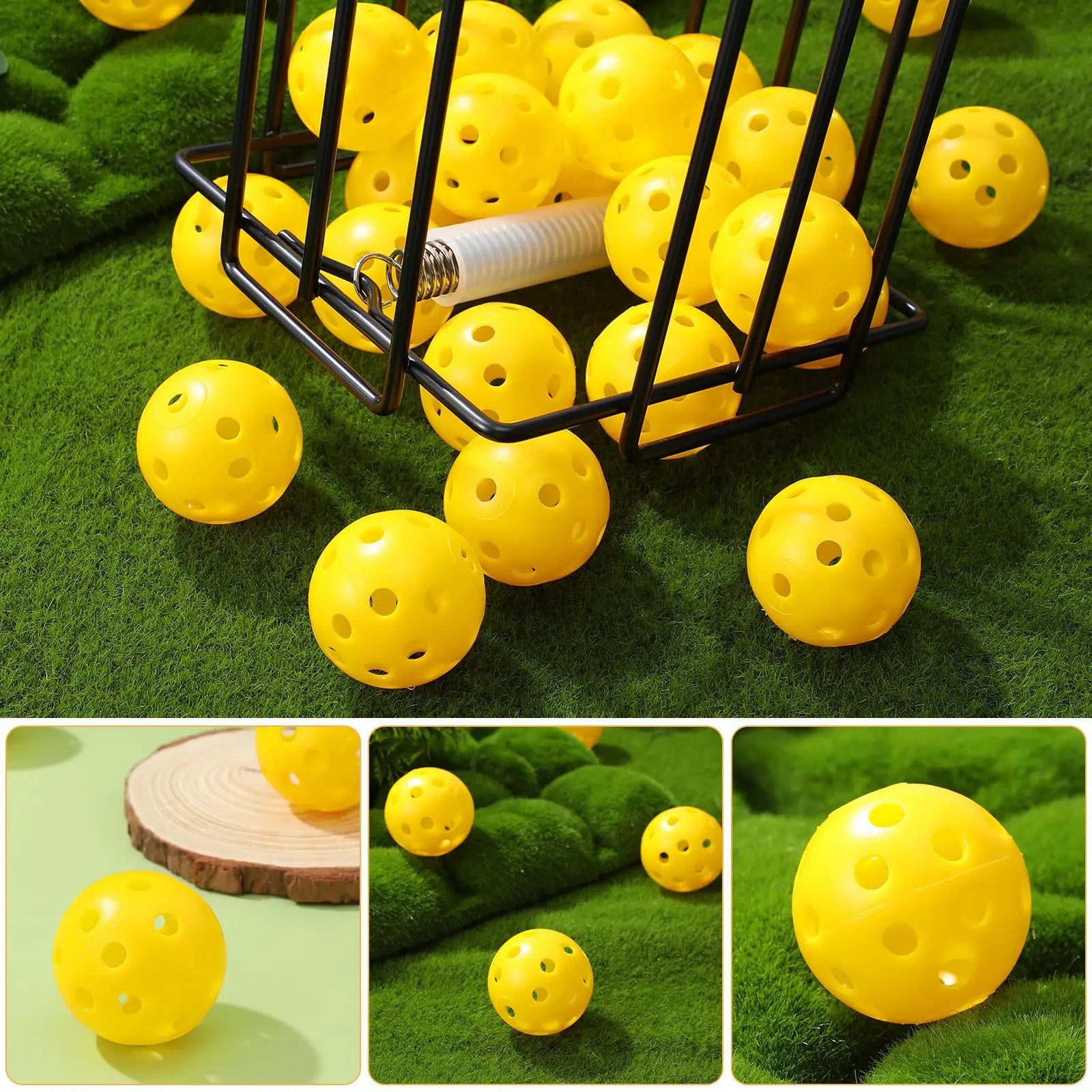 24 Pcs Yellow Golf Practice Balls Hollow Plastic Holes Indoor Training Durable Lightweight Swing Aid Improve Skills Golf