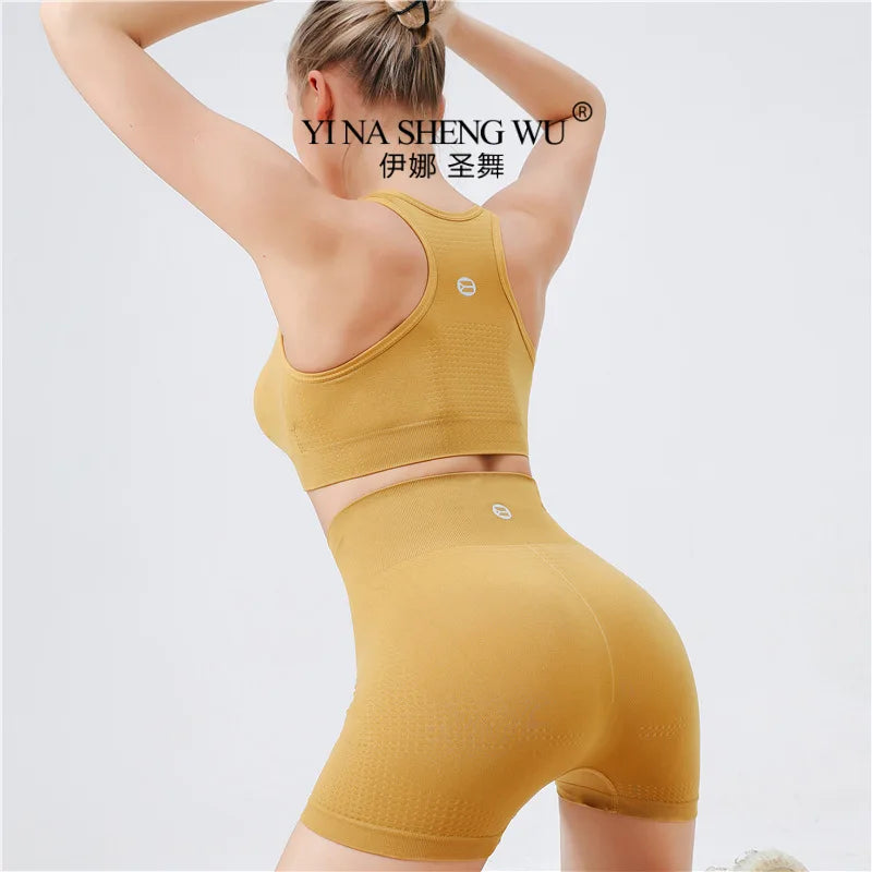Yoga Set Gym Shorts Women Sport Bras Brassiere Workout Top for Women Yoga Clothes Fitness Leggings Solid Color Seamless Yoga Set