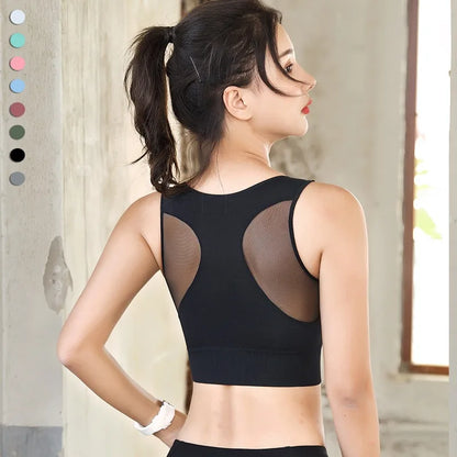 Sports Bras for Women Quick Drying Mesh Racerback Sports Bra Seamless Padded Sports Bra Yoga Bras Workout Bra Activewear Bra