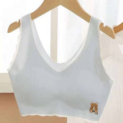 2pcs Sports Bras Women Ice Silk Comfortable Breathable Suitable For Girls Without Steel Rings Vest Bra Fashionable Lightweight