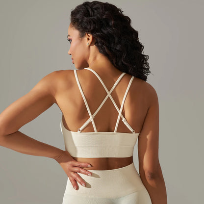 Women Sports Bra Sexy Yoga Bra Fitness Top for Gym Cross Straps Camisole Bra Seamless Workout Running Women Bra Yoga Clothing