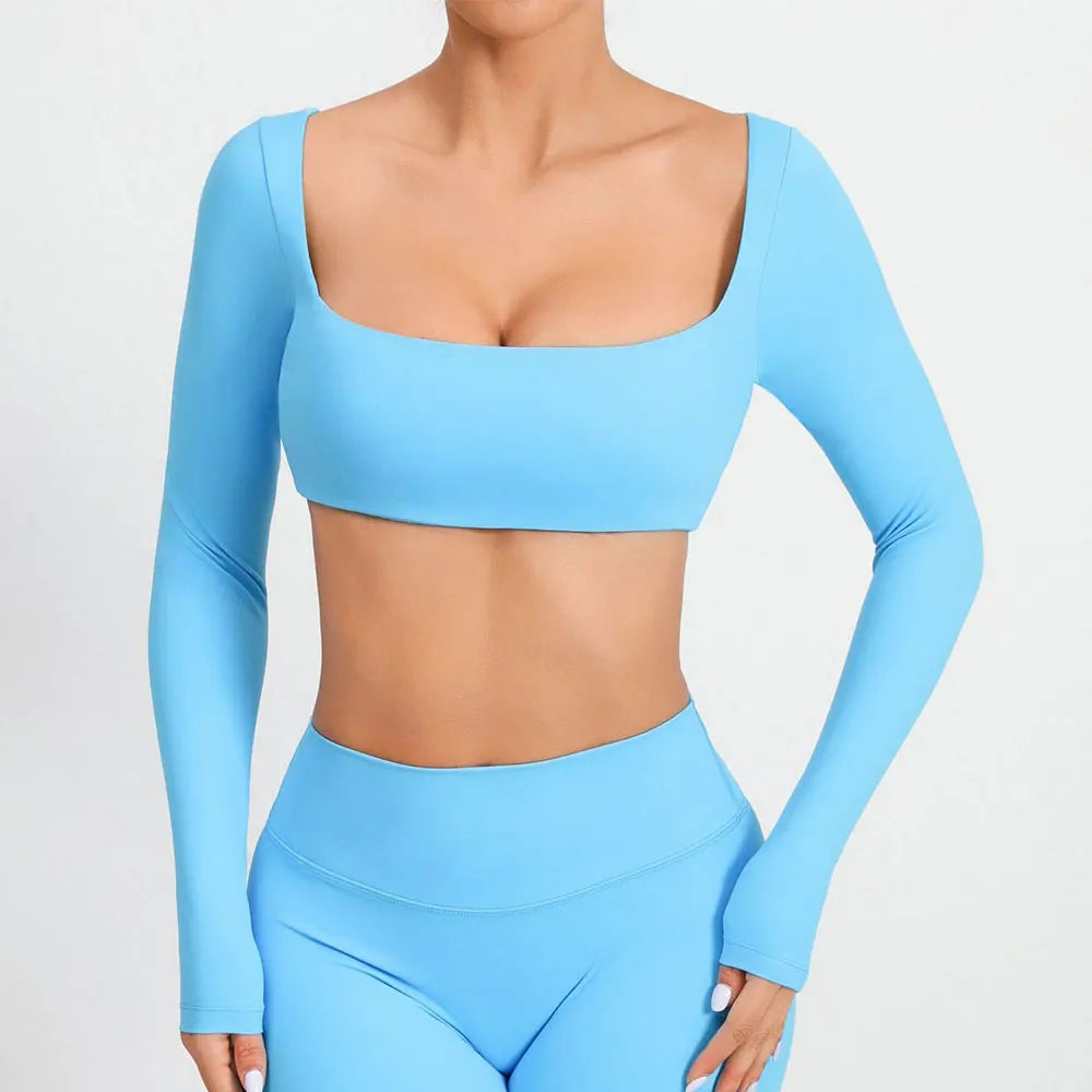 Sexy Naked Feeling Long Sleeve Yoga Clothing Stretch Female Outdoor Running Quick Dry Sportswear Women Training Tight Yoga Suit