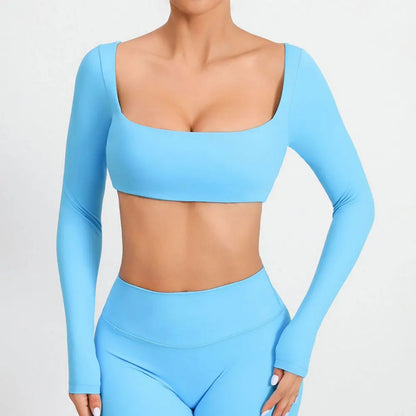 Sexy Naked Feeling Long Sleeve Yoga Clothing Stretch Female Outdoor Running Quick Dry Sportswear Women Training Tight Yoga Suit