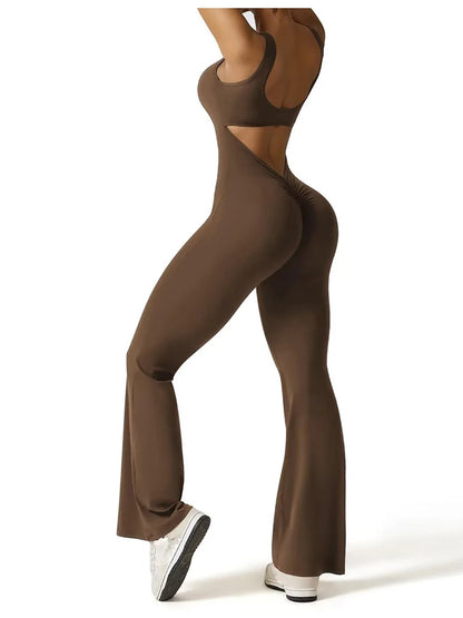 2025 Spring and Summer New Women's Slim Hip Lifting One-piece U Neck Sexy Backless Sleeveless Sports Yoga Clothing