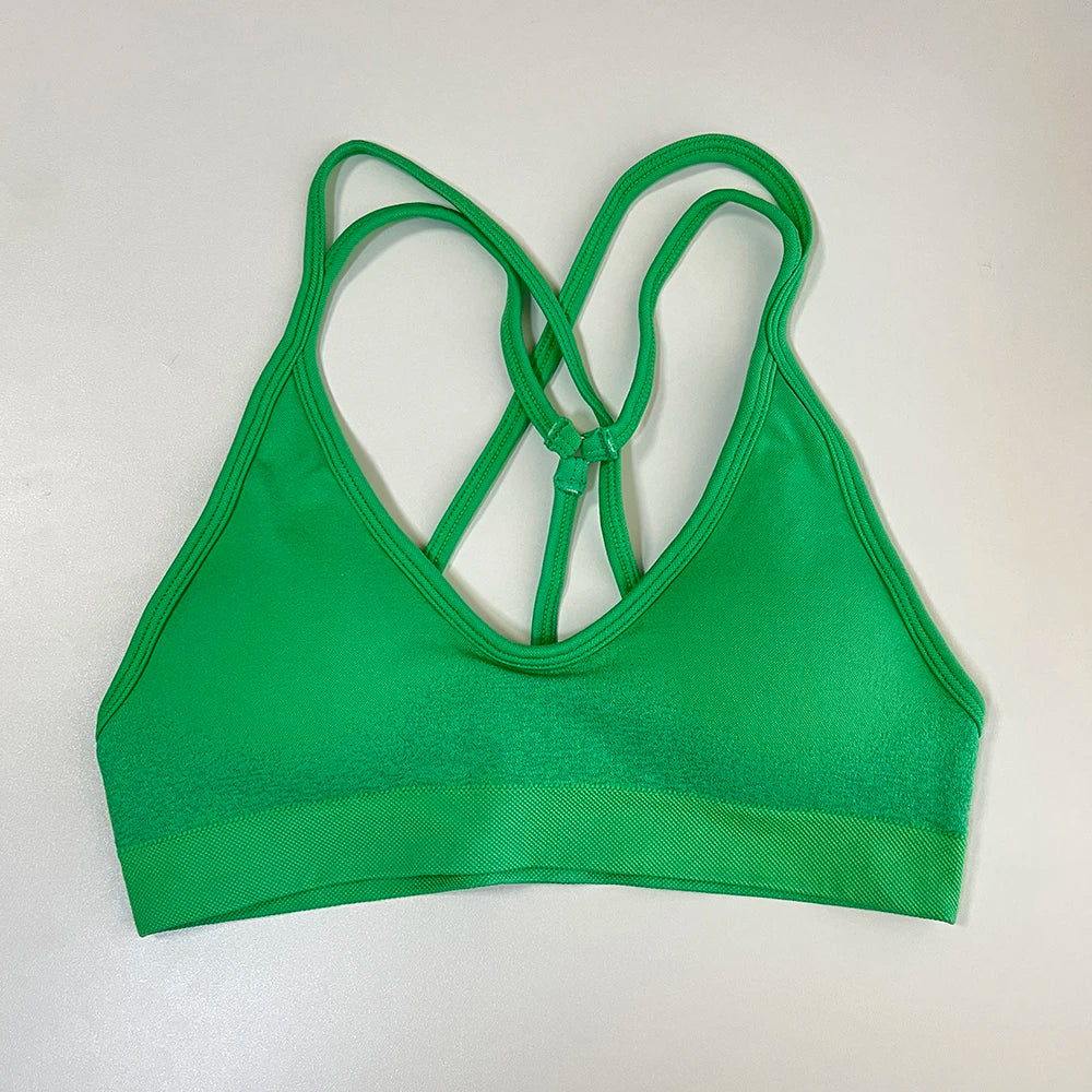 Ignite Cross Back Sports Bra Women Padded Yoga Bras Halter Fitness Gym Crop Top Running Impact Seamless Bra Workout Yoga Top