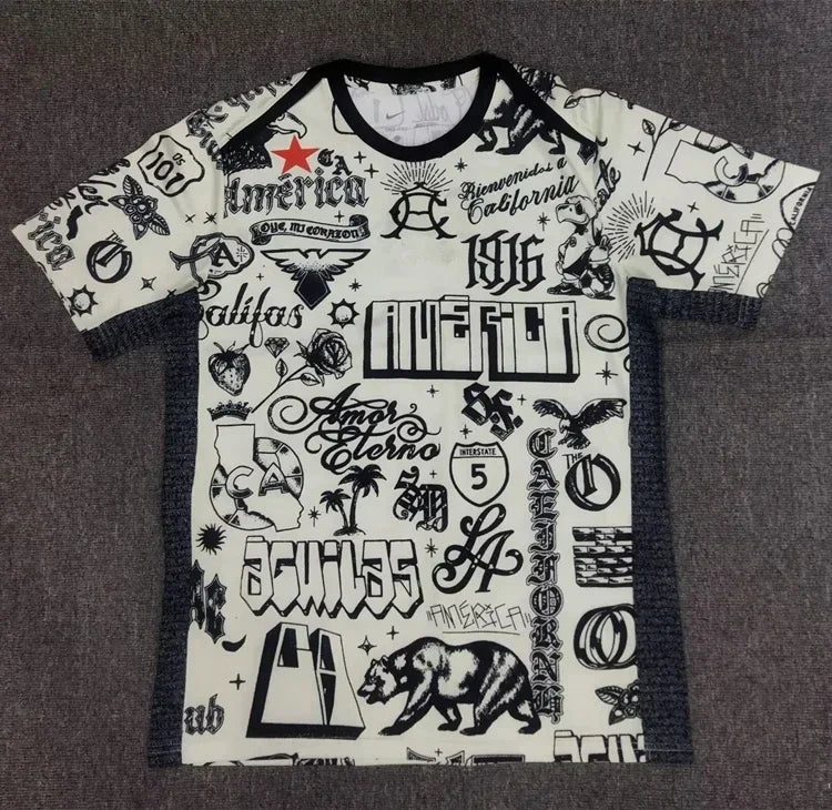 24/25 New Club America Soccer Jerseys T-shirt Vintage Sports Men Women Clothes Unisex Tee Clothing Outdoor Kids Short Sleeve Top