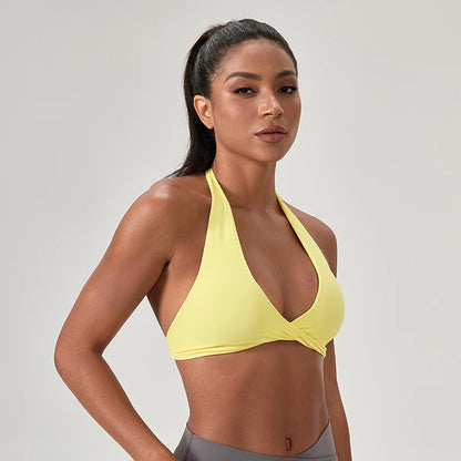 Sports Yoga Bra for Women Halter Neck with Stylish Back Design Sexy Gym Bra for Running Fitness Sports Bras