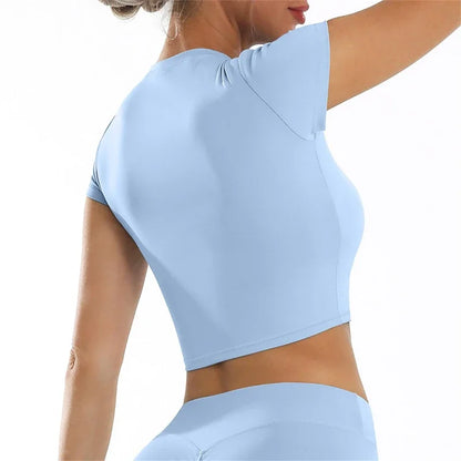 2025 new casual versatile tight fitting quick drying fitness top yoga clothes running Pilates sports T-shirt short sleeved
