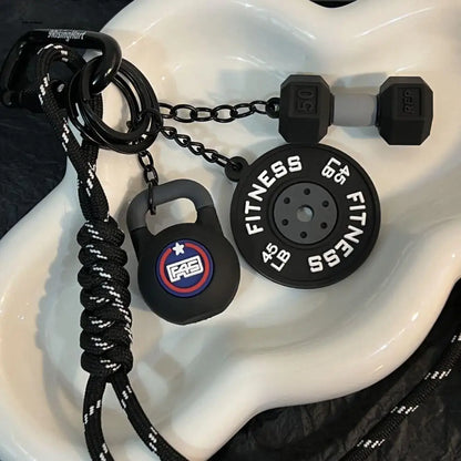 Mini Barbell Plates Key Chain with D-shaped Buckle Kettlebells Simulation Dumbbells Keyring Water Cups Creative