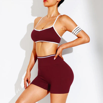 Women Sports Bra Shorts Set Sportswear Woman Gym Yoga Clothes Seamless Workout Shorts Leggings Women's Tracksuit w/Tummy Control