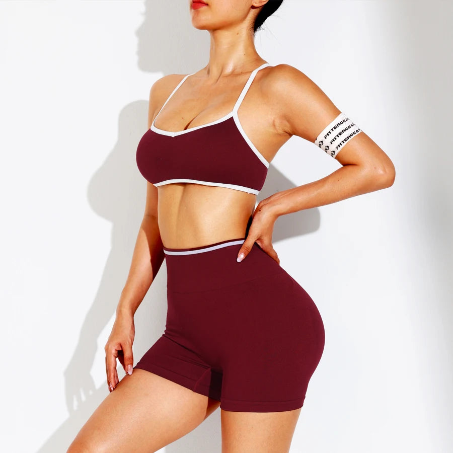 Women Sports Bra Shorts Set Sportswear Woman Gym Yoga Clothes Seamless Workout Shorts Leggings Women's Tracksuit w/Tummy Control