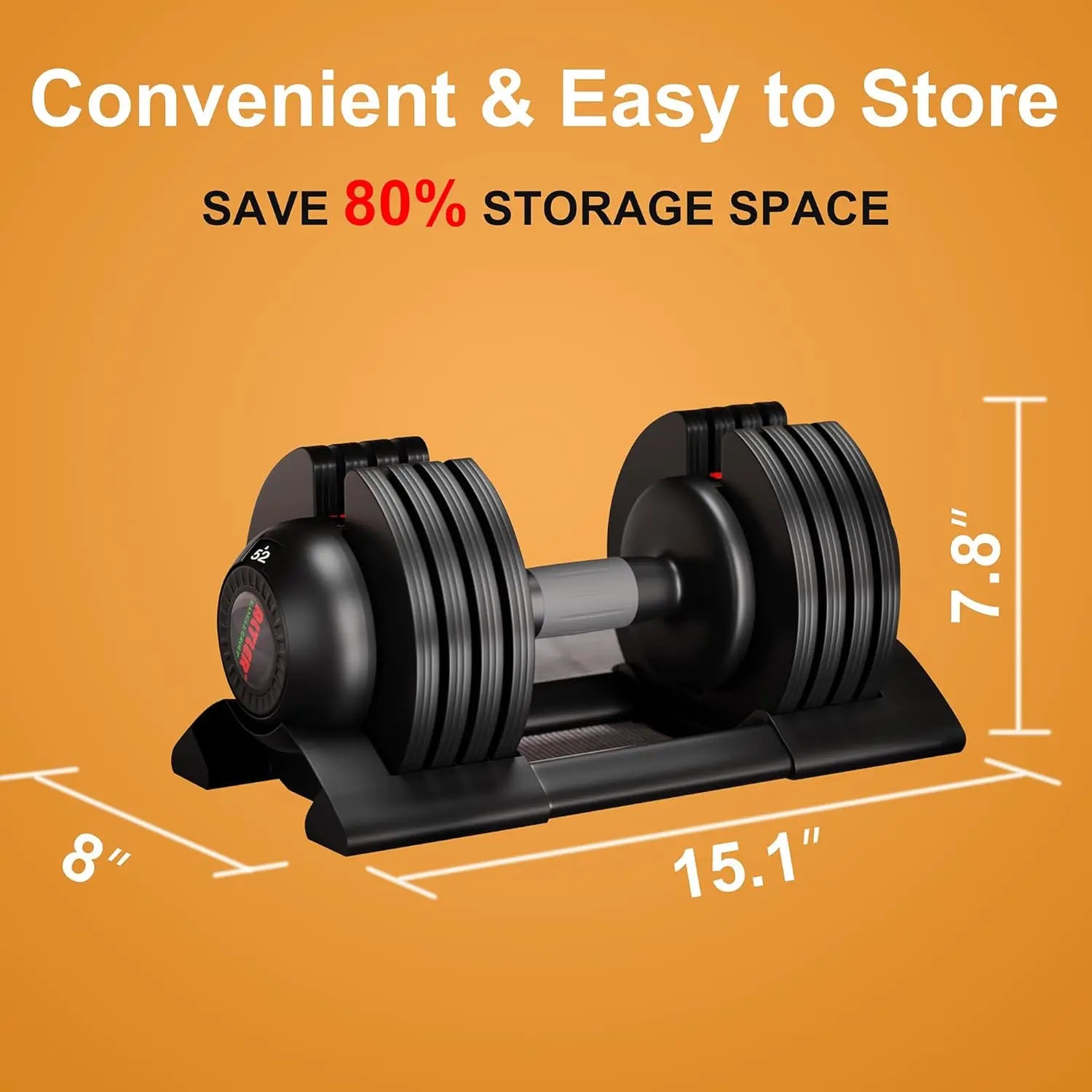Adjustable Dumbbell Set with Tray – 22/44/52LBS