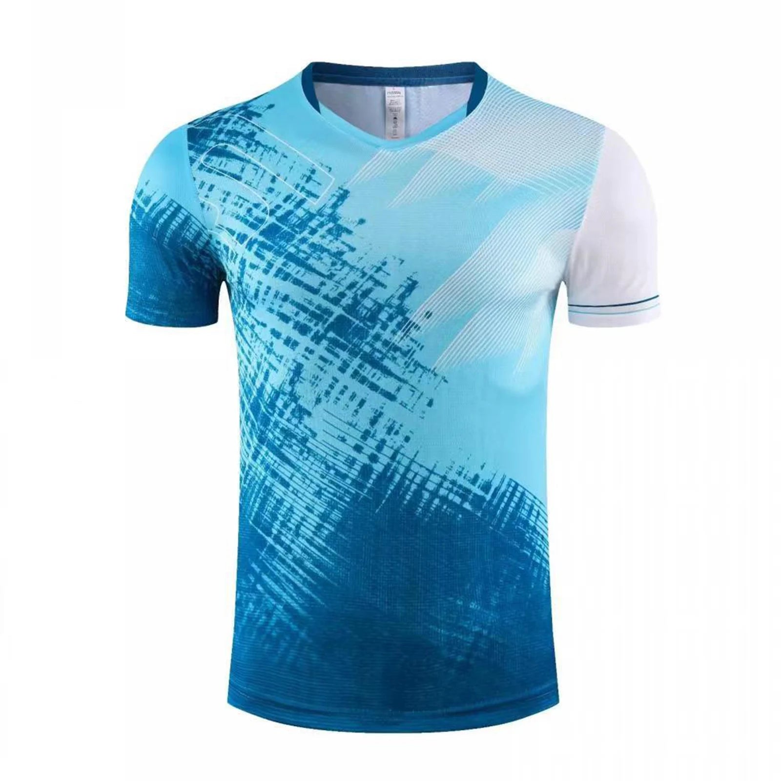 Kids Boys Short Sleeve Soccer Jersey Training Competition Team Uniform Tops V-neck Stylish Print T-shirt for Football Badminton
