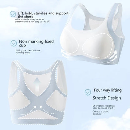 Women Sports Bras Fixed Cup Brassiere Wireless Padded Stretch Tank Tops Girls Vest Ultra Thin Breathable Lingerie Large Size