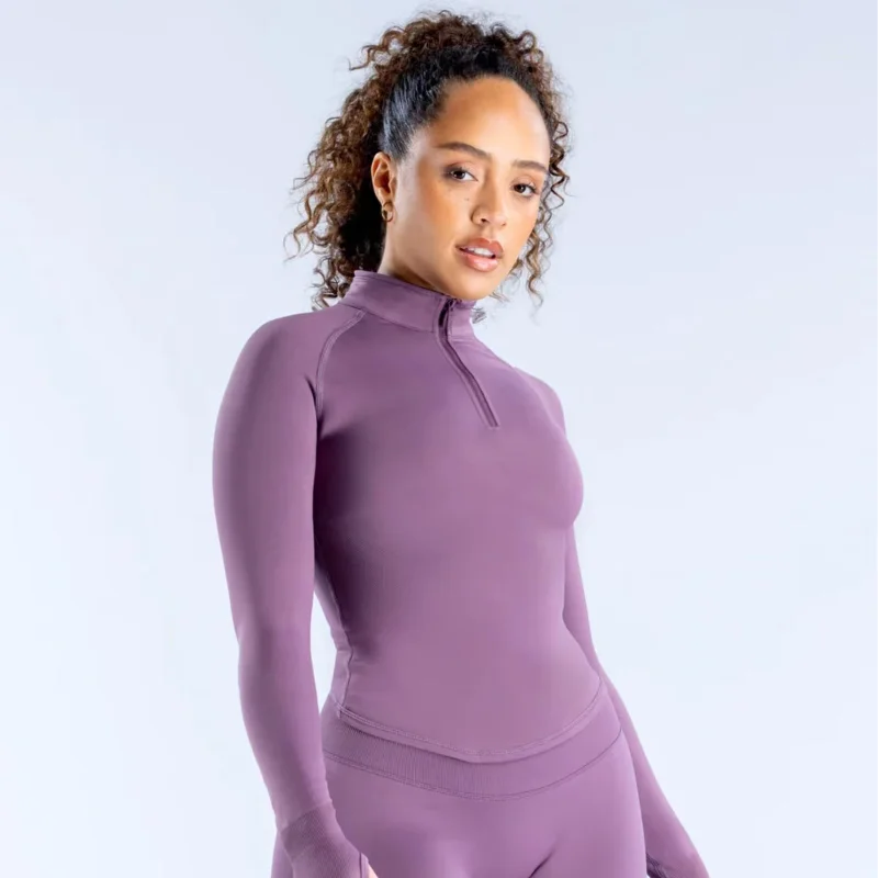 Long Sleeve Half Zippy Sports Top Jacket Women Impact Yoga Clothing Seamless Sports Shirts Gym Fitness Workout Pilates Clothes