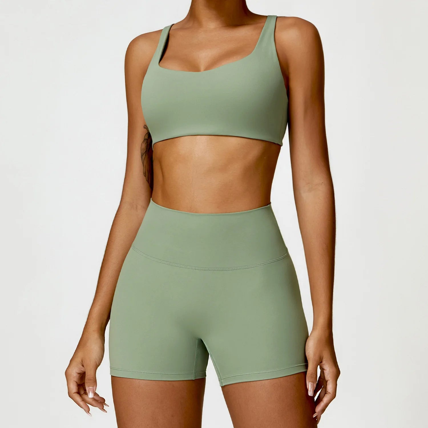 Nude Yoga Clothing Sets Women Long Sleeve Crop Tops Tight Shorts Suit Quick Dry Tracksuit Fitness Workout Outfits Gym Wear New