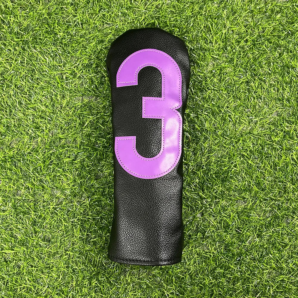Golf club covers - white and green with large numbers, fits all clubs