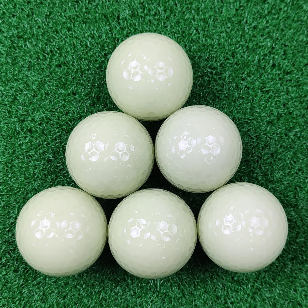 6PCS Glow-in-Dark Golf Balls Synthetic Rubber Night Practice Training Balls for Evening Course with High Visibility Fluorescent