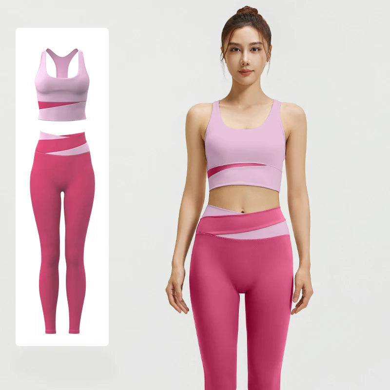Yoga Set Women Clothing Sport Suit Sexy Sports Bra High Waist Sport Leggings Athletic 2 Piece Gym Set Workout Outfits Sportswear